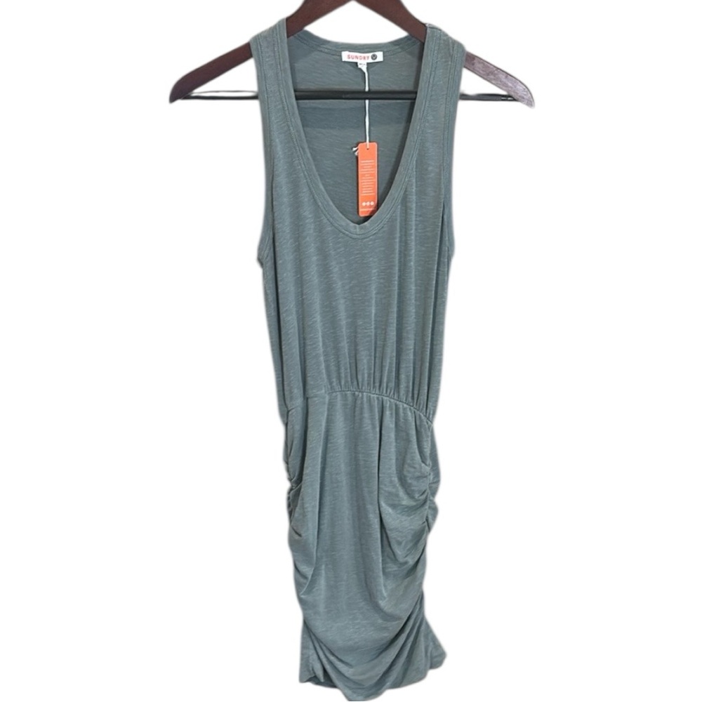 NWT- Sundry Blue-Green Ruched Midi Dress- size 0